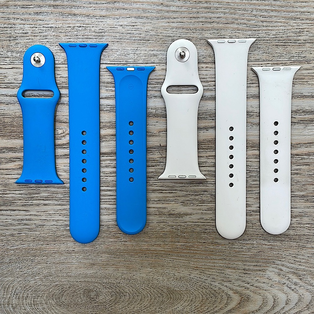 Apple Watch bands, blue and white